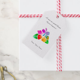Etiqueta Para Presente Rare 6-Petal Hibiscus-Colorful Hawaiian Good Luck