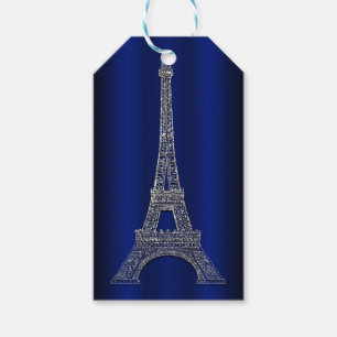 Etiqueta Para Presente Real Blue Silver Torre Eiffel Paris, Favor do Casa