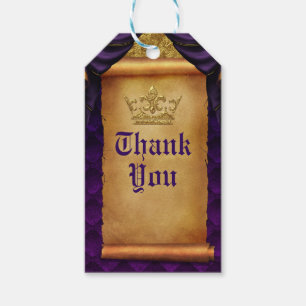 Etiqueta Para Presente Real Purple & Dourado Draps Scroll Wedding Favor