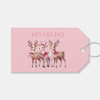 Etiqueta Para Presente Rebelde de Natal Rosa Adorável Ho Ho Ho Ho Ho Tag