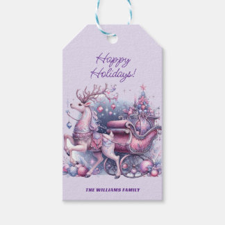 Etiqueta Para Presente Rebelde de Natal Roxo Whimsical