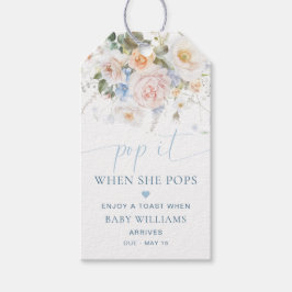 Etiqueta Para Presente Rebentamento Floral Azul Hargrove Baby Shower Pop 