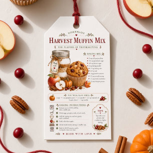Etiqueta Para Presente Receita de Mistura de Muffin de Colheita em Pote d