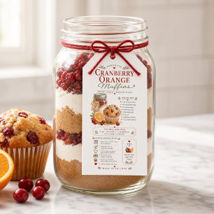 Etiqueta Para Presente Receita de Muffins de Cranberry e Laranja em Pote
