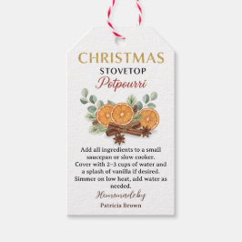 Etiqueta Para Presente Receita de Potpourri Caseiro de Natal para Fogão