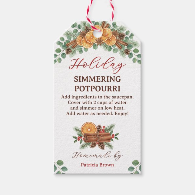 Etiqueta Para Presente Receita de Potpourri de Simmering de Feriado  (Frente)