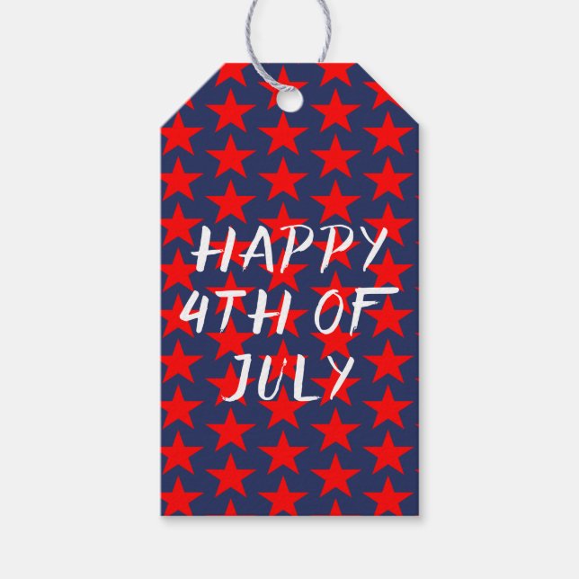 Etiqueta Para Presente Red and Blue Happy 4 de julho (Frente)