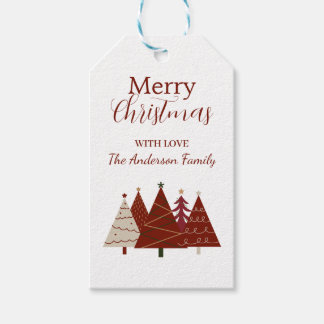 Etiqueta Para Presente Red and Cream Festive Trees Holiday Gift Tag