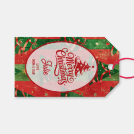 Etiqueta Para Presente Red and Green Christmas Trees