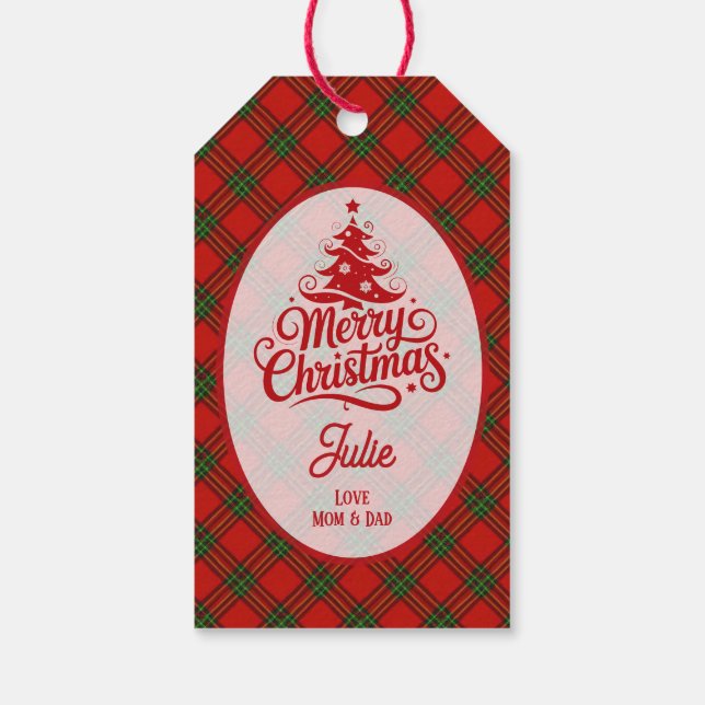 Etiqueta Para Presente Red and Green Plaid Christmas (Verso)