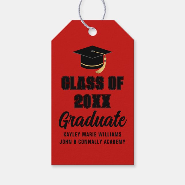 Etiqueta Para Presente Red Black Class of 2026 Graduation Party (Frente)