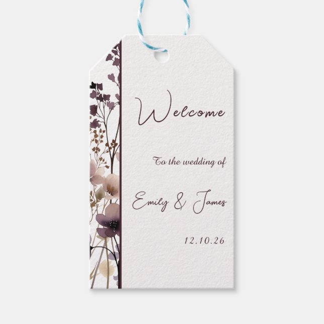 Etiqueta Para Presente Red Blush Floral Wedding Elegant  (Frente)
