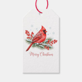 Etiqueta Para Presente Red Cardinal Winter Berry Merry Christmas Tag