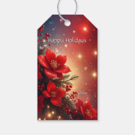 Etiqueta Para Presente Red Christmas Floral Gift Tag