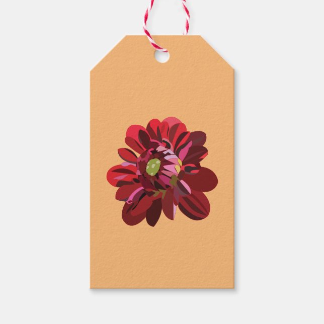 Etiqueta Para Presente Red Dahlia Flower (Frente)
