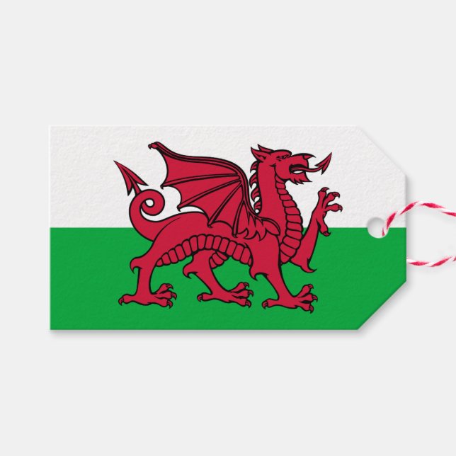 Etiqueta Para Presente Red Dragon Celtic Flag & Welsh (Frente (horizontal))