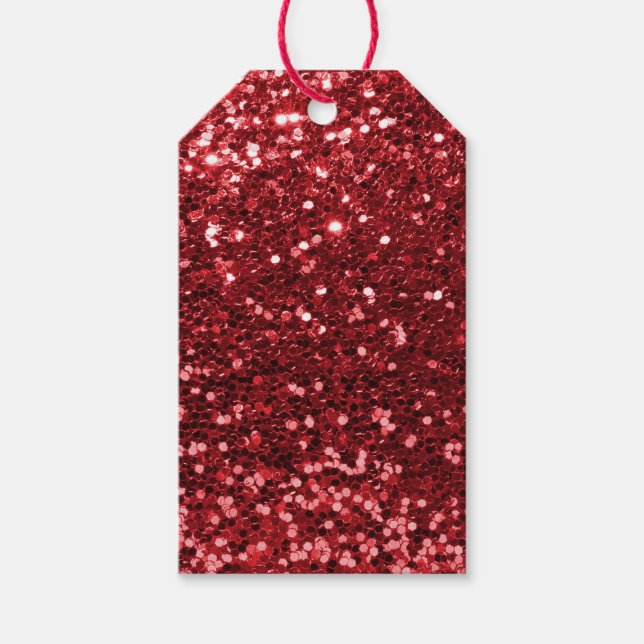 Etiqueta Para Presente Red Faux Glitter (Frente)