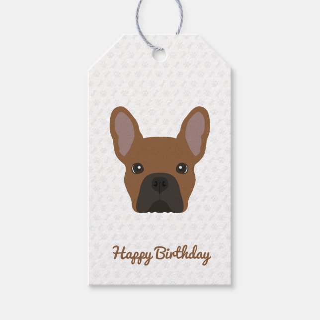 Etiqueta Para Presente Red Fawn French Buldogue Birthday (Frente)