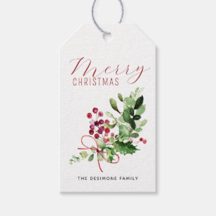 Etiqueta Para Presente Red Felry Natal Holly Berry Greenery