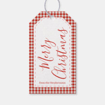 Red Gingham Merry Christmas Gift Tag