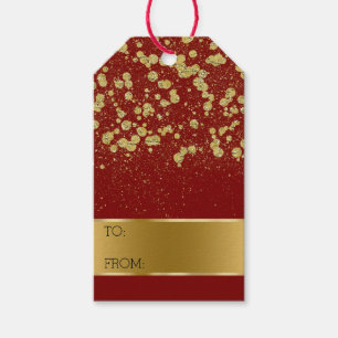 Etiqueta Para Presente Red Glitter Dourado Confetti Natal