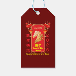 Etiqueta Para Presente Red & Gold Festive Chinese Year of the Horse