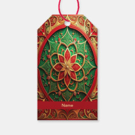 Etiqueta Para Presente Red Green Decorative Holiday Gift Tag
