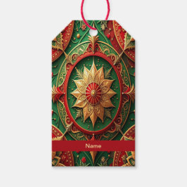 Etiqueta Para Presente Red Green Decorative Holiday Gift Tag
