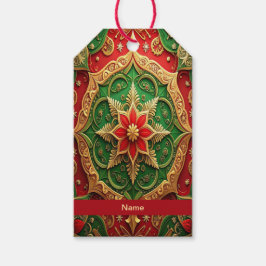 Etiqueta Para Presente Red Green Decorative Holiday Gift Tag