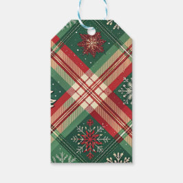 ETIQUETA PARA PRESENTE RED GREEN WHITE CHRISTMAS PLAID PATTERN
