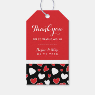 Etiqueta Para Presente Red Heart Pattern Doodles Wedding Favor Gift Tag