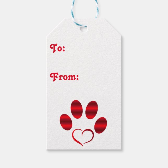 Etiqueta Para Presente Red Heart Paw (Frente)