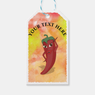 Etiqueta Para Presente Red Hot Pepper Diva sobre Pintura em Aquarela