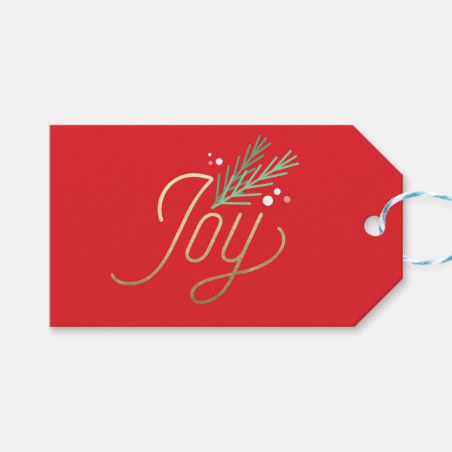 Etiqueta Para Presente Red Joy Faux Foil Natal Foliday (Frente (horizontal))