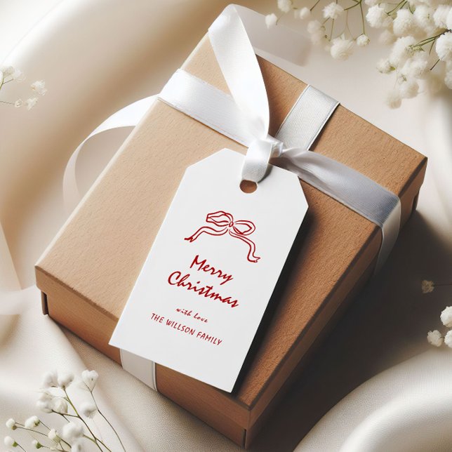 Etiqueta Para Presente Red Knot Modern Christmas (Criador carregado)
