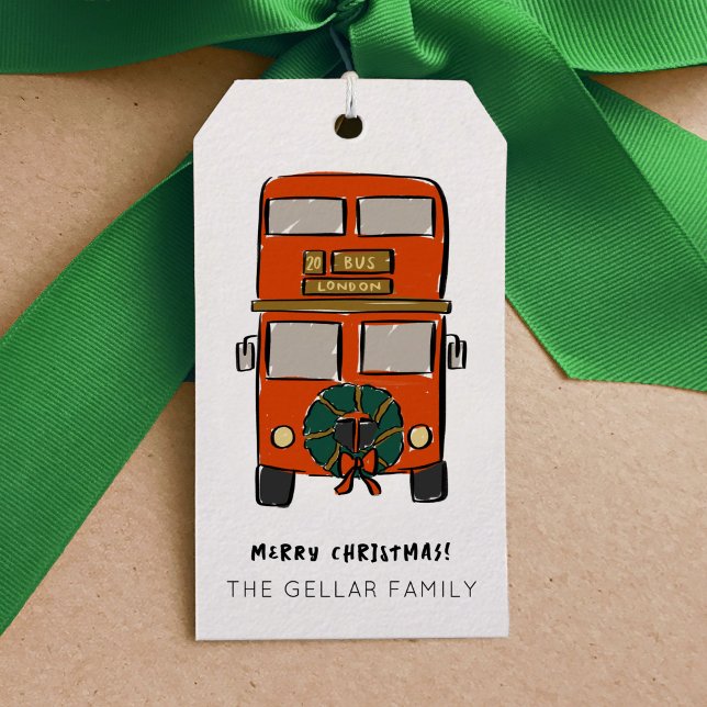 Etiqueta Para Presente Red London Double Decker Bus (Red London Double Decker Bus Illustrated Gift Tags)