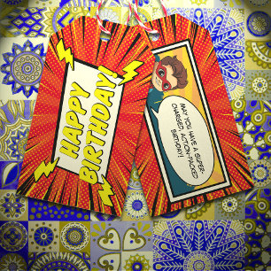 Etiqueta Para Presente Red Modern Cartoon Super Herói Caricatura Gpresent