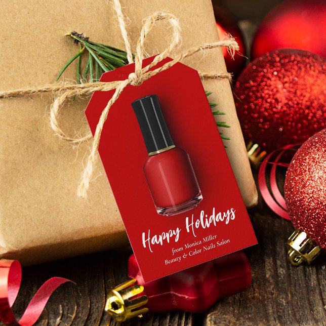 Etiqueta Para Presente Red Nail Polska Happy Holidays Custom Beauon (Criador carregado)