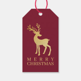 Etiqueta Para Presente Red & Ouro Reindeer Moderno Minimalista