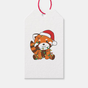 Etiqueta Para Presente Red Panda Christmas Animais de inverno Red Pandas