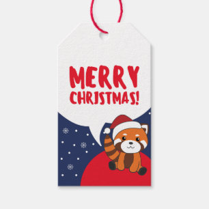 Etiqueta Para Presente Red Panda Christmas Snow Animais de inverno Pandas
