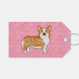 Etiqueta Para Presente Red Pembroke Welsh Corgi Adorava Padrão Cardíaco R