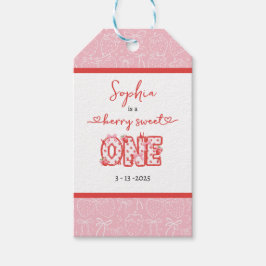 Etiqueta Para Presente Red & Pink Berry Sweet One Girl 1st Birthday