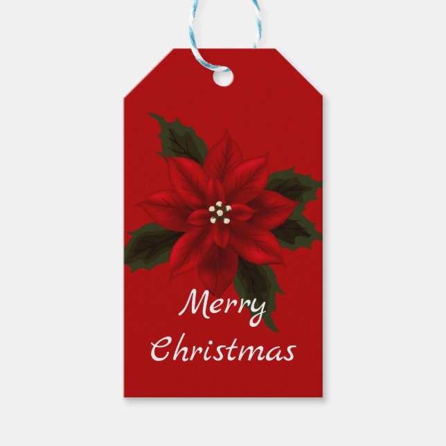 Etiqueta Para Presente Red. Poinsettia Natal (Frente)