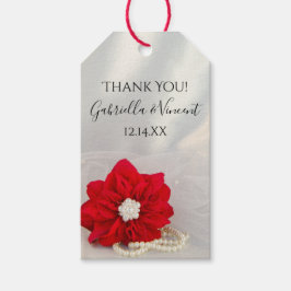 Etiqueta Para Presente Red Poinsettia Pearls Casamento no inverno Marcas