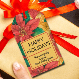 Etiqueta Para Presente Red Poinsettias Christmas Floral