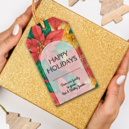 Etiqueta Para Presente Red Poinsettias Floral Natal