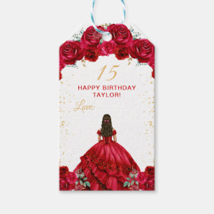 Etiqueta Para Presente Red Princess Quinceañera Happy Birthday