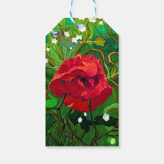 ETIQUETA PARA PRESENTE RED ROSE ART (Frente)