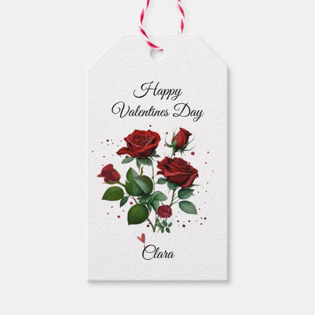 Etiqueta Para Presente Red Roses Valentine's Day (Frente)
